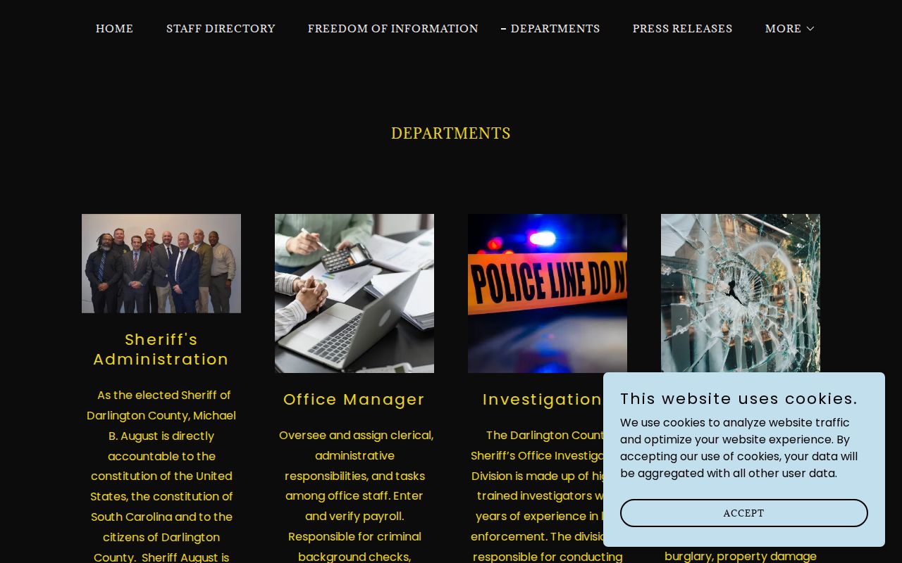 Darlington County Sheriff Civil/Warrant Division and warrant-service duties