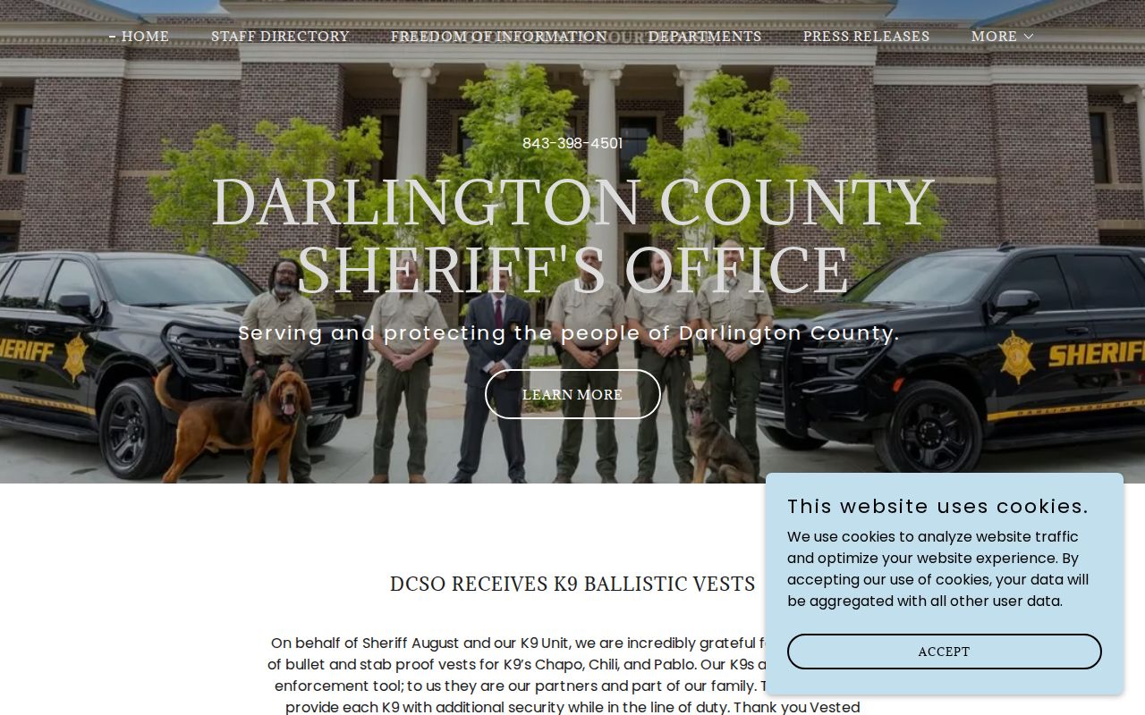 Darlington County Sheriff’s Office homepage and public navigation