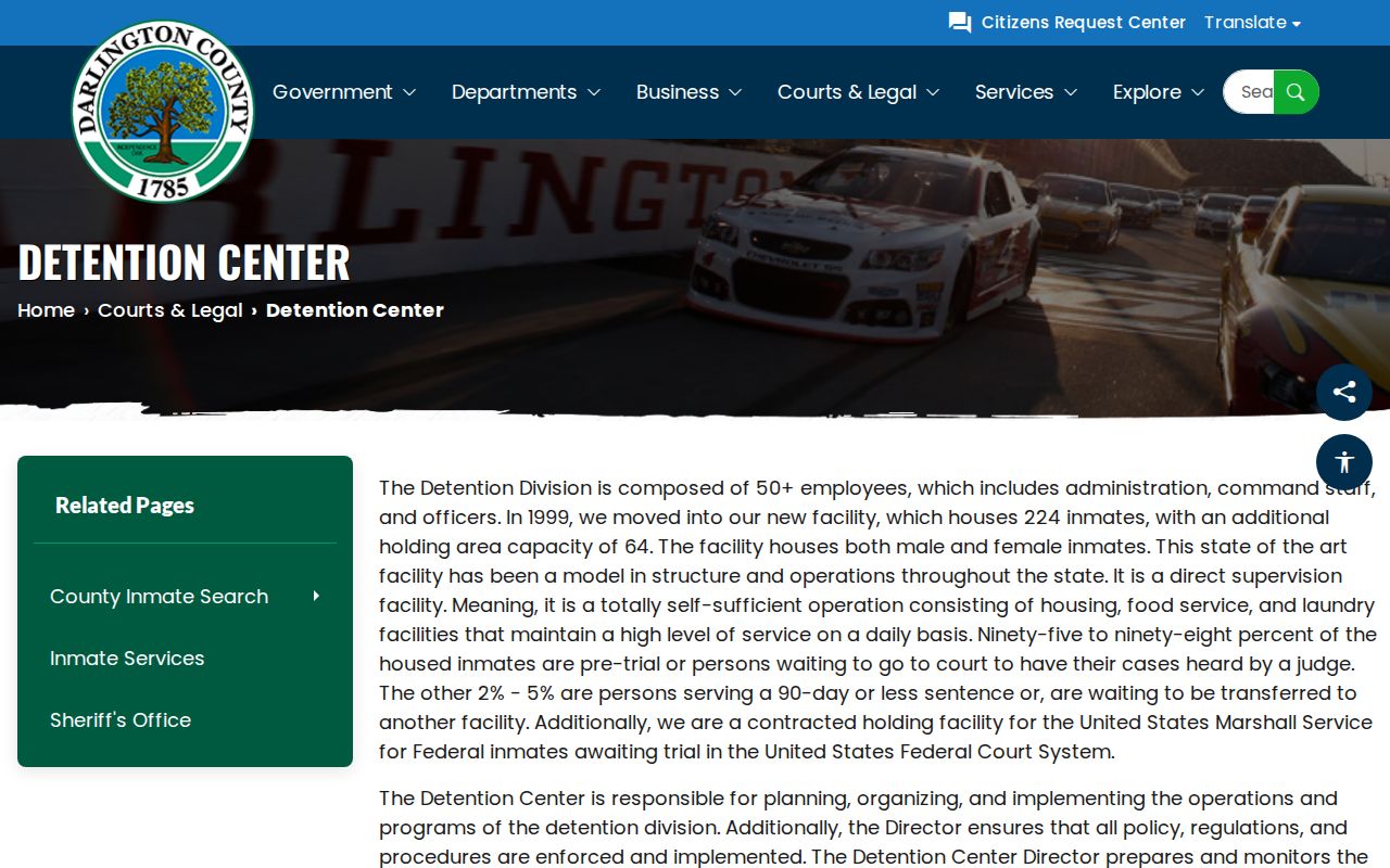 Darlington County Detention Center contact and capacity information