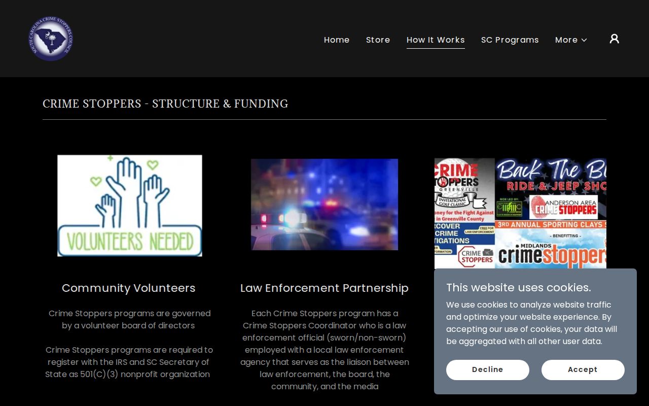 South Carolina Crime Stoppers instructions for tip ID, password, and media upload